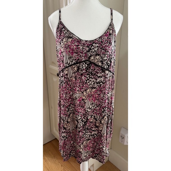 Ambrielle Sleepwear Purple Print Rayon Blend Lingerie Nightgown Dress Size Large - Picture 1 of 8